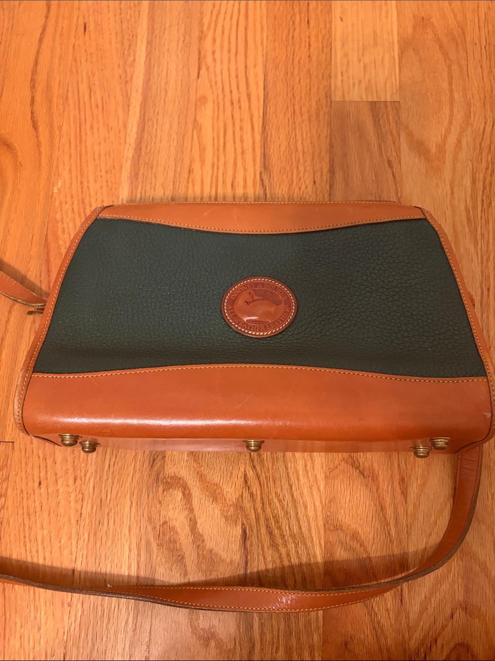 Dooney & Bourke Green and Tan Leather-Trim Crossbody
